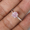 Raw Pink Sapphire Ring: Sterling Silver Crystal Birthstone