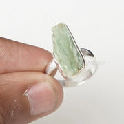 Raw Green Kyanite Ring: Sterling Silver Boho Gemstone Jewelry