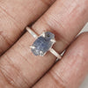 Raw Sapphire Ring: Natural Dark Blue Crystal, Sterling Silver, September Birthstone