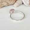 Raw Pink Sapphire Ring: Sterling Silver Crystal Birthstone