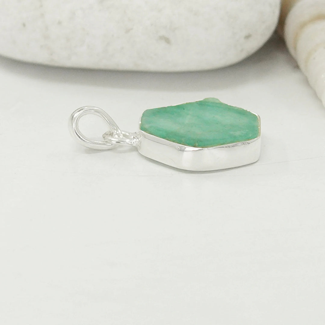 Emerald Slice Pendant: Sterling Silver, Raw Crystal, Boho Necklace