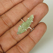 Raw Green Kyanite Ring: Natural Crystal, 925 Sterling Silver, Boho Style