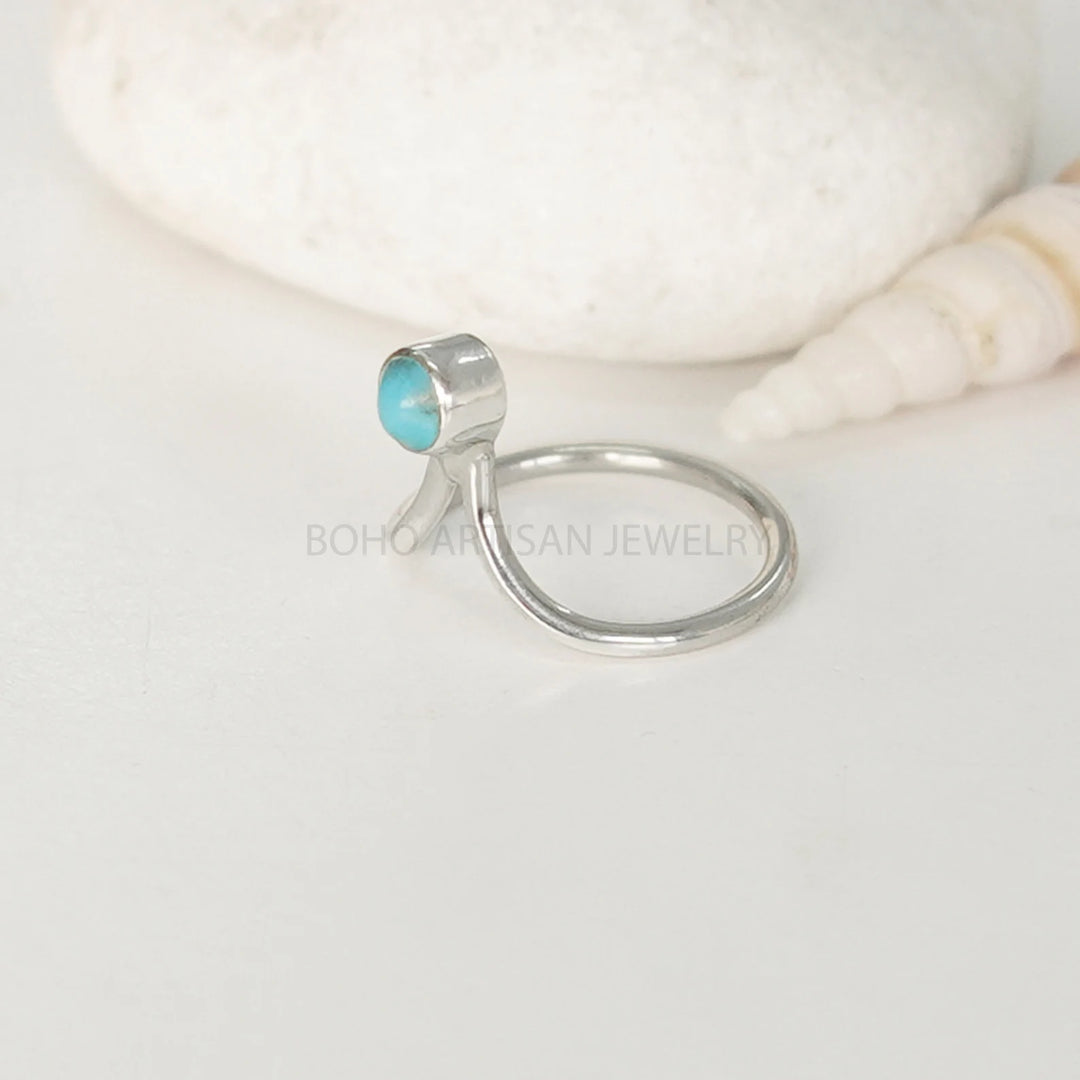 Raw Turquoise Sterling Silver Ring: Handmade Boho Jewelry