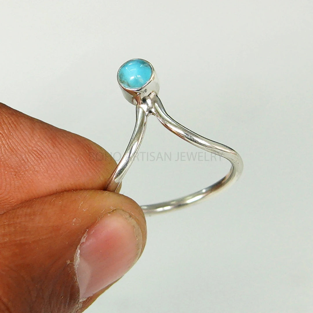 Raw Turquoise Sterling Silver Ring: Handmade Boho Jewelry