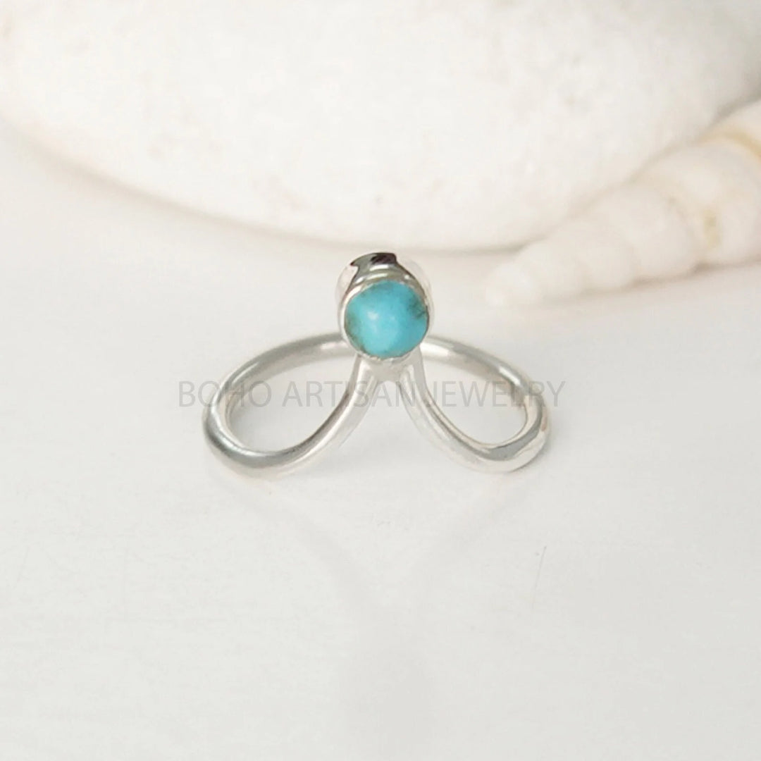 Raw Turquoise Sterling Silver Ring: Handmade Boho Jewelry
