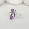 Raw Amethyst Sterling Silver Ring: Adjustable Boho Jewelry