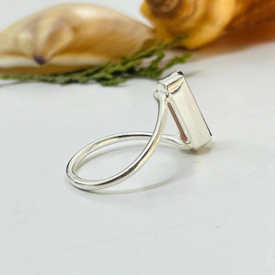 Raw Pink Tourmaline Ring: Twisted Sterling Silver Band, October Birthstone