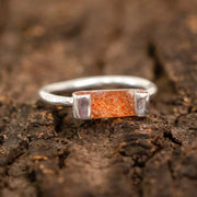 Raw Sunstone Bar Ring: Sterling Silver Boho Jewelry