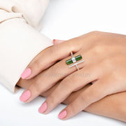 Raw Green Tourmaline Stick Ring, T Ring, Adjustable Bar Ring, Tourmaline Stick Ring, October Birthstone, Raw Crystal Ring, Gift for Her