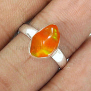 Raw Ethiopian Fire Opal Ring: Sterling Silver Boho Jewelry
