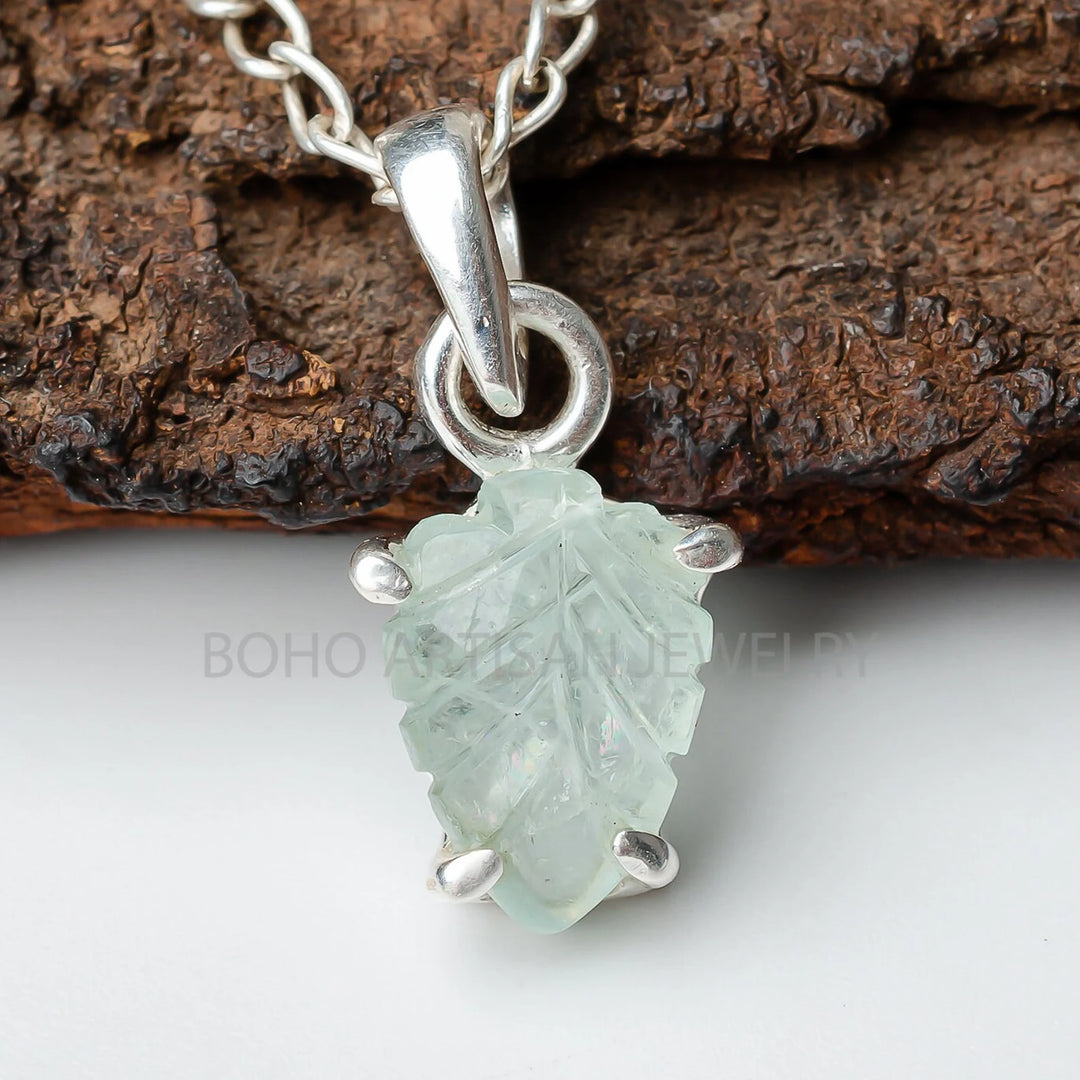 Carved Moonstone Pendant: 925 Sterling Silver, Raw Gemstone Jewelry