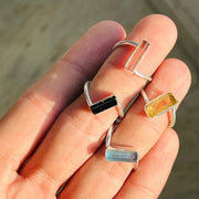 Raw Pink Tourmaline Ring: Twisted Sterling Silver Band, October Birthstone