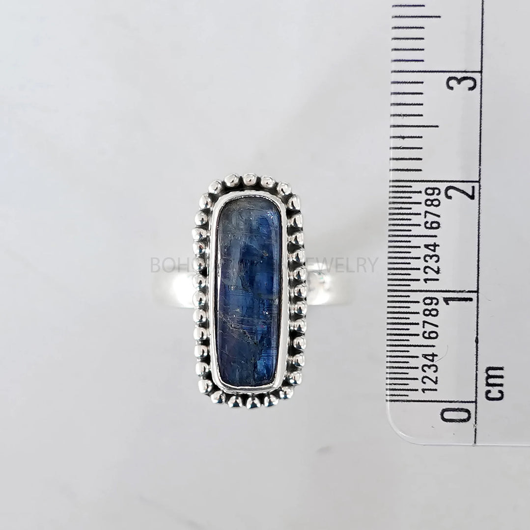 Blue Kyanite Ring: 925 Sterling Silver, Handmade Gemstone Jewelry