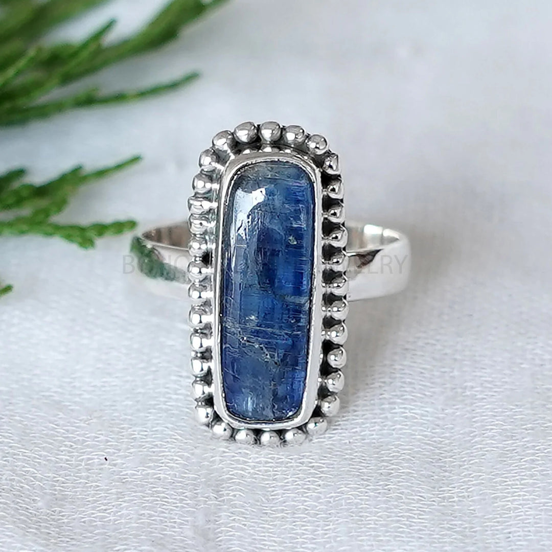 Blue Kyanite Ring: 925 Sterling Silver, Handmade Gemstone Jewelry