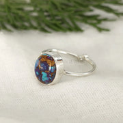 Handmade Sterling Silver Purple Copper Turquoise Ring: Adjustable Boho Jewelry