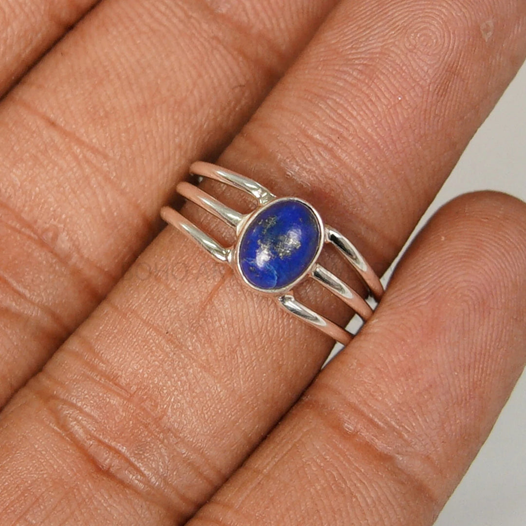 Natural Lapis Lazuli Ring: Sterling Silver Artisan Boho Jewelry