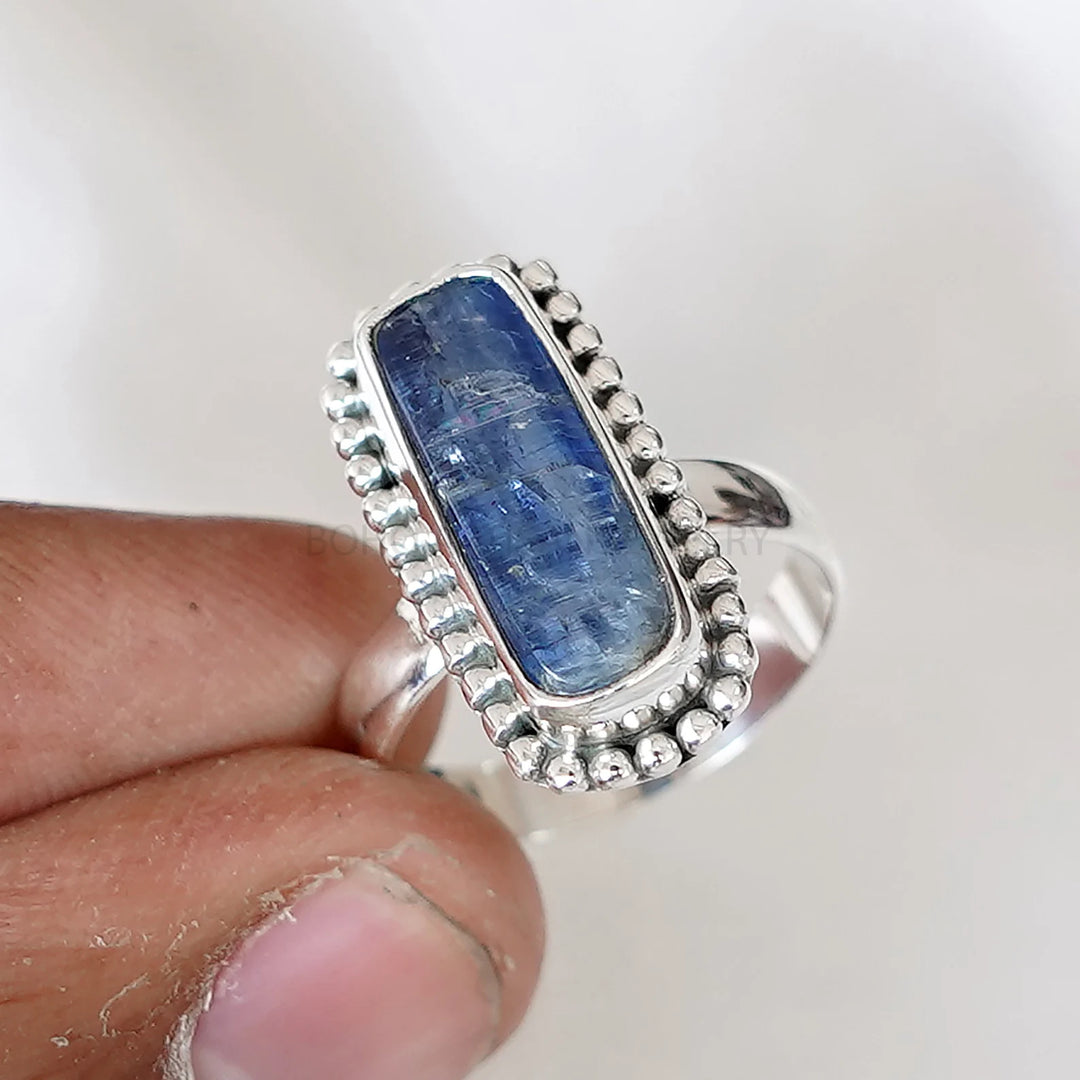Blue Kyanite Ring: 925 Sterling Silver, Handmade Gemstone Jewelry