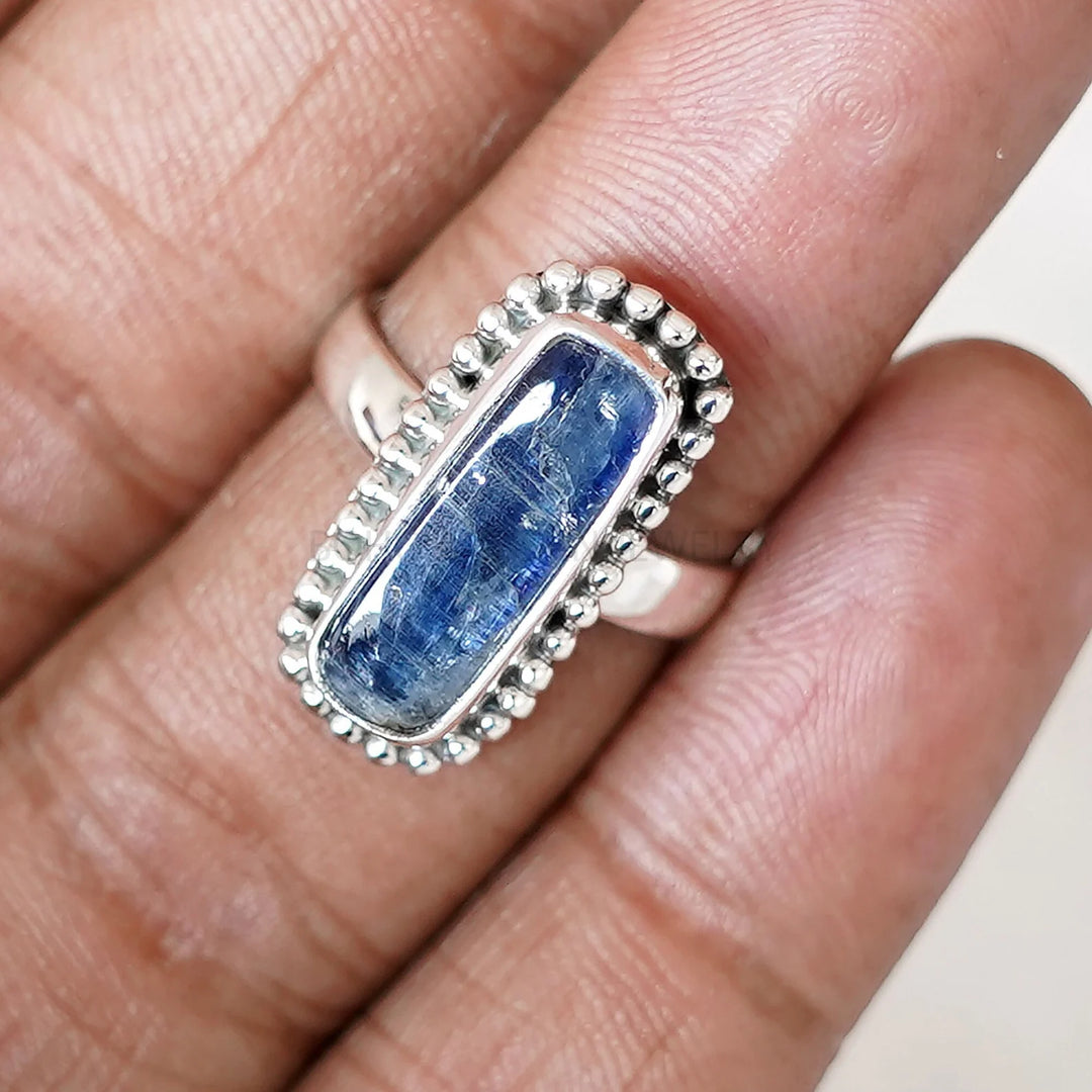 Blue Kyanite Ring: 925 Sterling Silver, Handmade Gemstone Jewelry