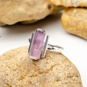 Raw Amethyst Bar Ring: Sterling Silver February Birthstone Jewelry