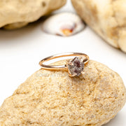 Raw Diamond Ring, Stacking Ring, Rose Gold Plated, Uncut Diamond Ring, April Birthstone, Raw Healing Crystal Ring, Christmas Gift for Her