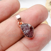 Raw Garnet Pendant: Rose Gold Sterling Silver Gemstone Jewelry