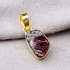Raw Garnet Pendant: 14K Gold Plated Sterling Silver, January Birthstone