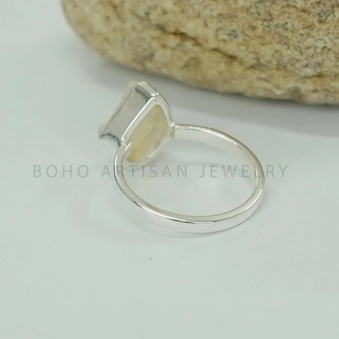 Raw Ethiopian Opal Ring: Sterling Silver Boho Jewelry