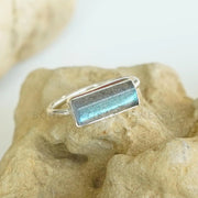 Raw Labradorite Sterling Silver Ring: Handmade Boho Jewelry