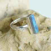 Raw Labradorite Sterling Silver Ring: Handmade Boho Jewelry