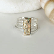 Raw Australian Opal Ring: Sterling Silver Spiral Band, Boho Jewelry