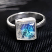 Rainbow Moonstone Ring: Handmade Sterling Silver Boho Jewelry