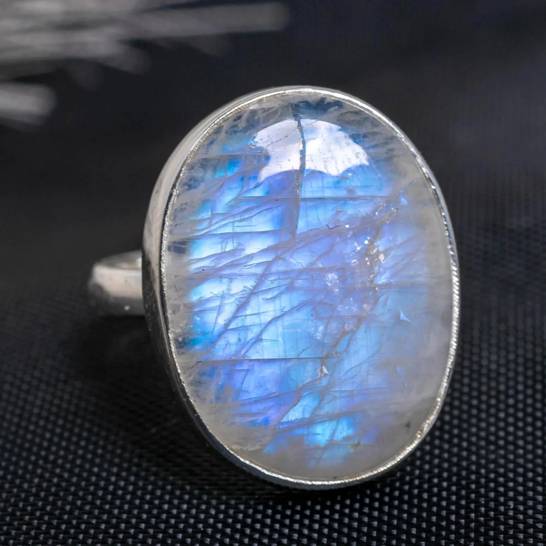 Rainbow Moonstone Ring: Handmade Sterling Silver Jewelry, June Birthstone