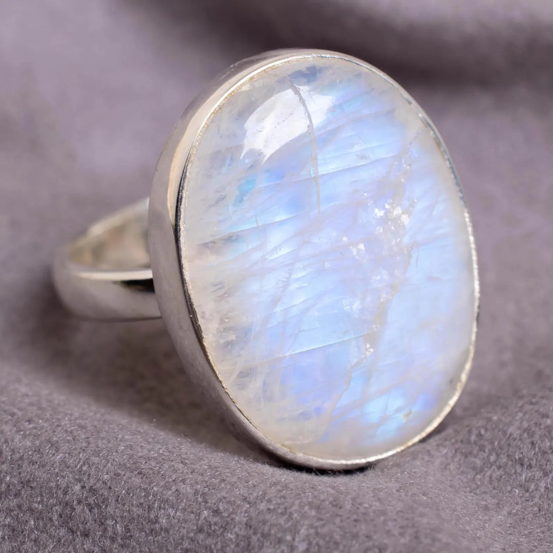 Rainbow Moonstone Ring: Handmade Sterling Silver Jewelry, June Birthstone