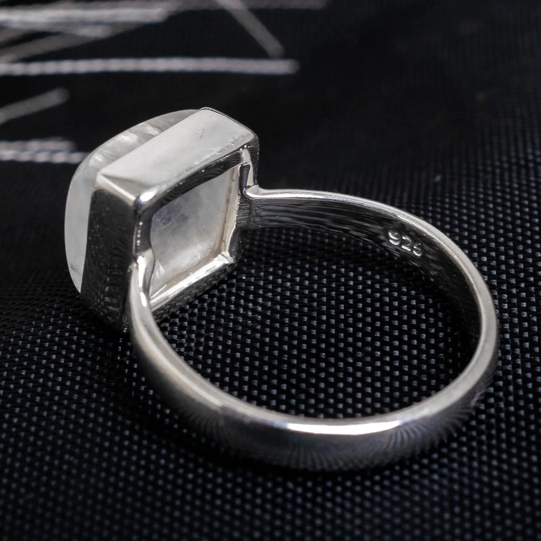 Rainbow Moonstone Ring: Handmade Sterling Silver Boho Jewelry