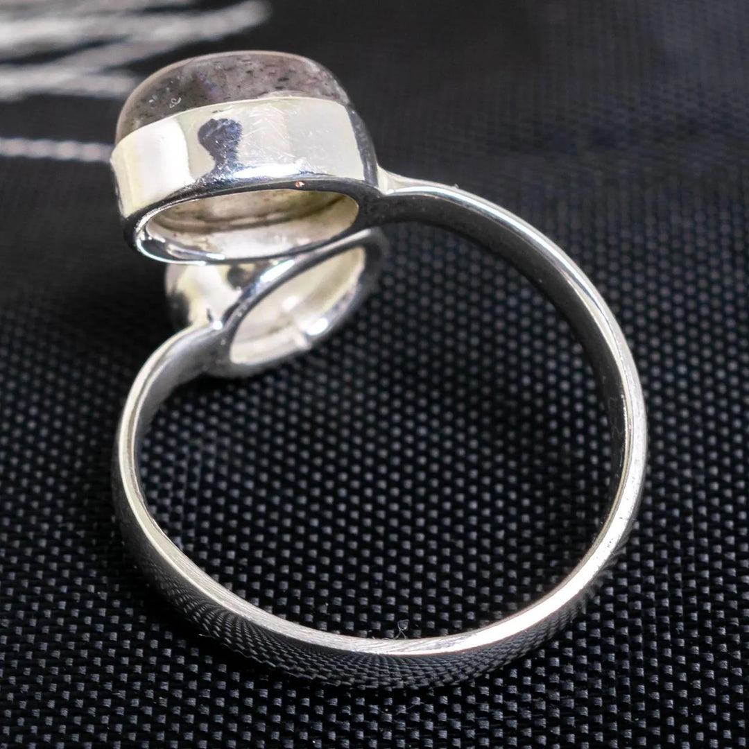 Moonstone Aquamarine Ring: Sterling Silver Toi et Moi Birthstone Jewelry