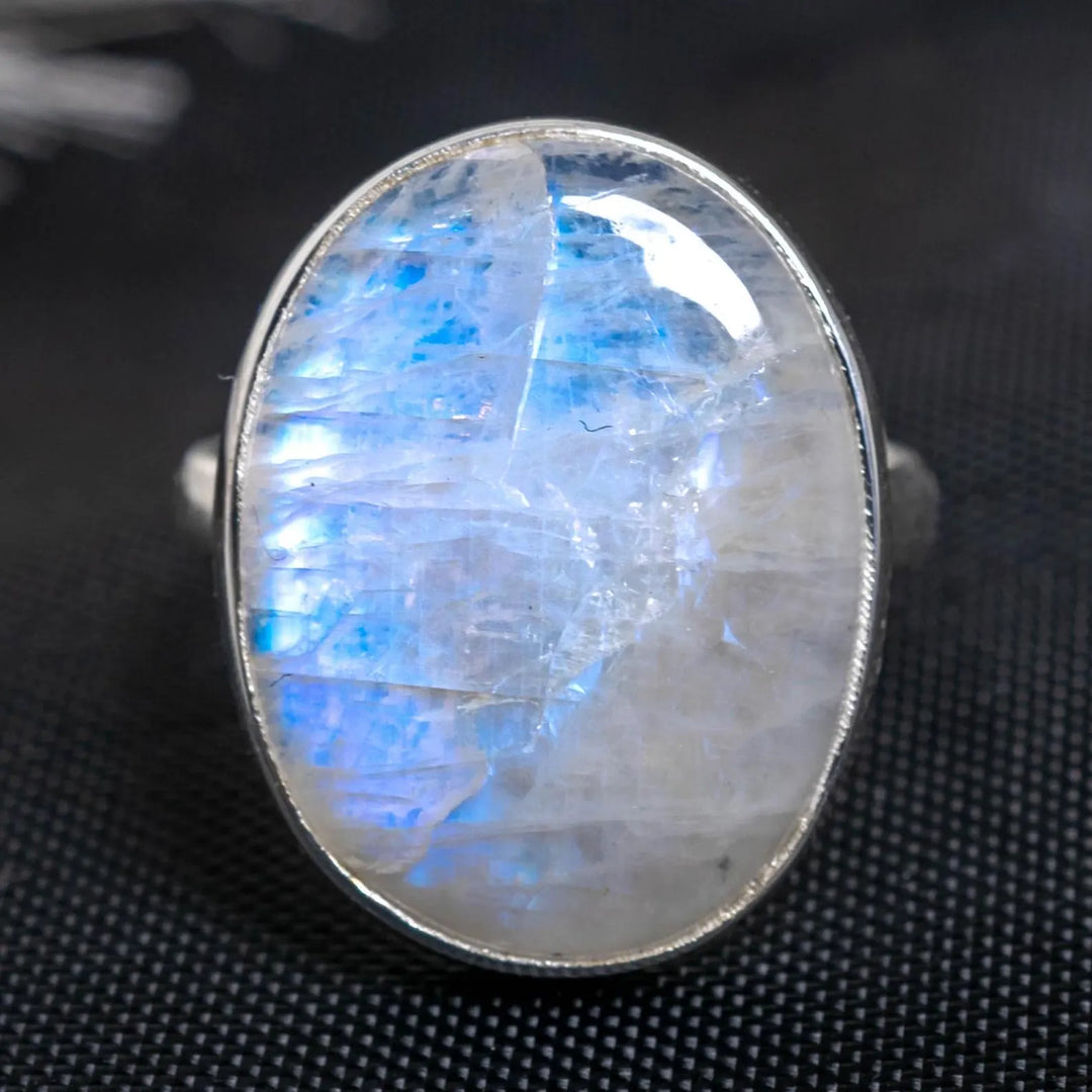 Rainbow Moonstone Ring: Handmade Sterling Silver Jewelry, June Birthstone