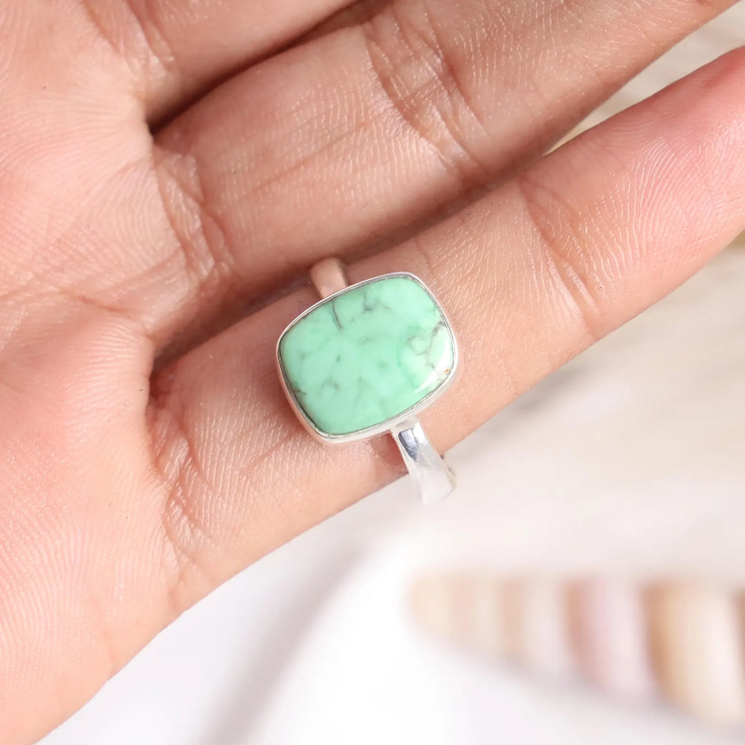 Handmade Variscite Ring: 925 Sterling Silver Statement Jewelry