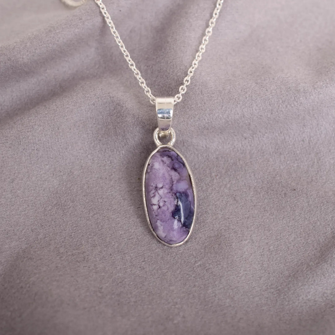 Tiffany Jasper Silver Pendant, Purple Gemstone Jewelry, Handmade Necklace Pendant, Healing Crystal Ring, Mother's Day Gift, Gift for Her