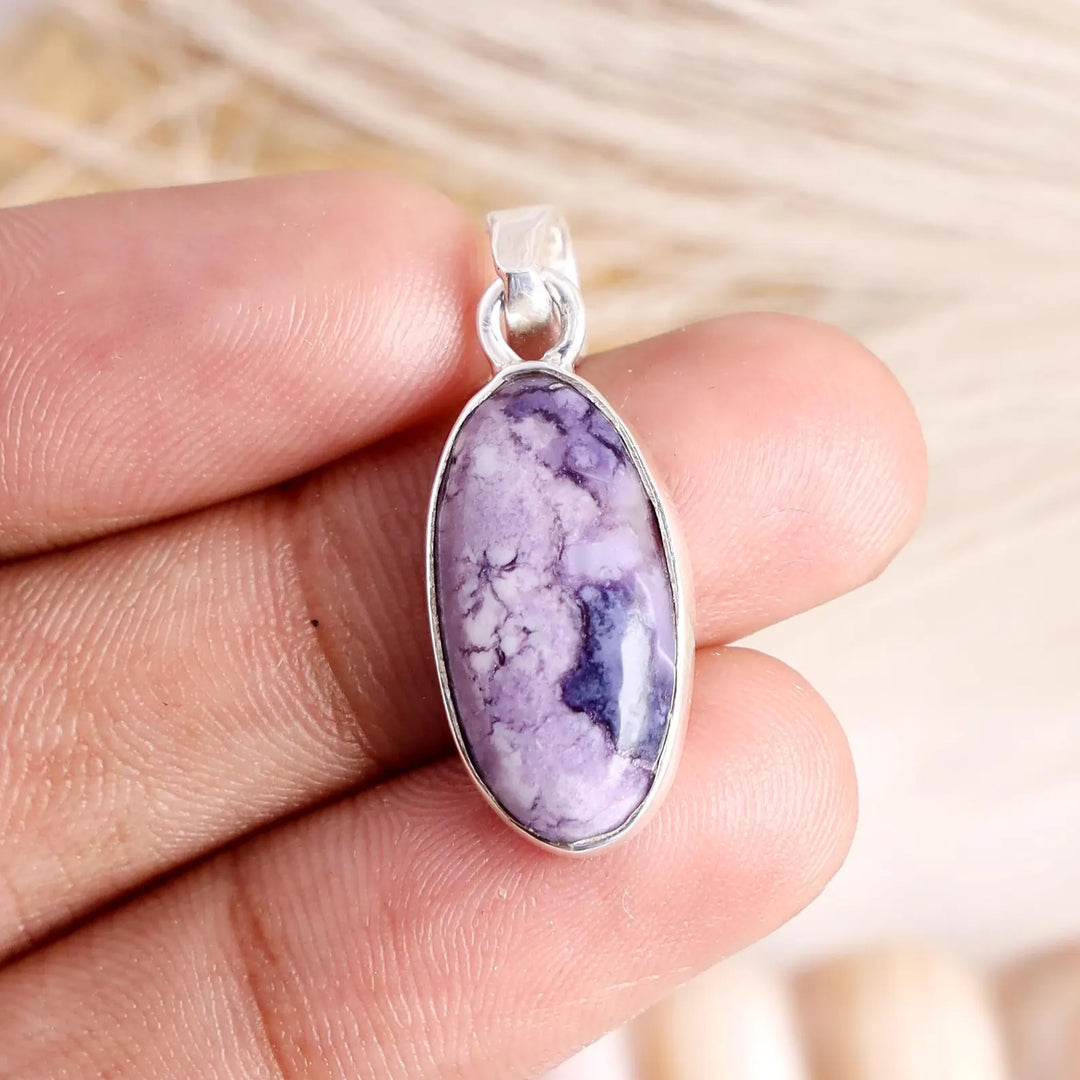 Tiffany Jasper Silver Pendant, Purple Gemstone Jewelry, Handmade Necklace Pendant, Healing Crystal Ring, Mother's Day Gift, Gift for Her