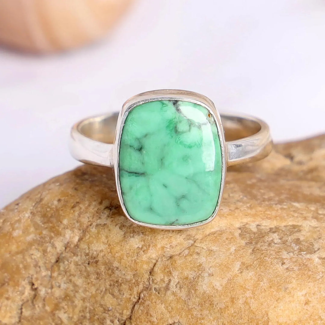 Handmade Variscite Ring: 925 Sterling Silver Statement Jewelry