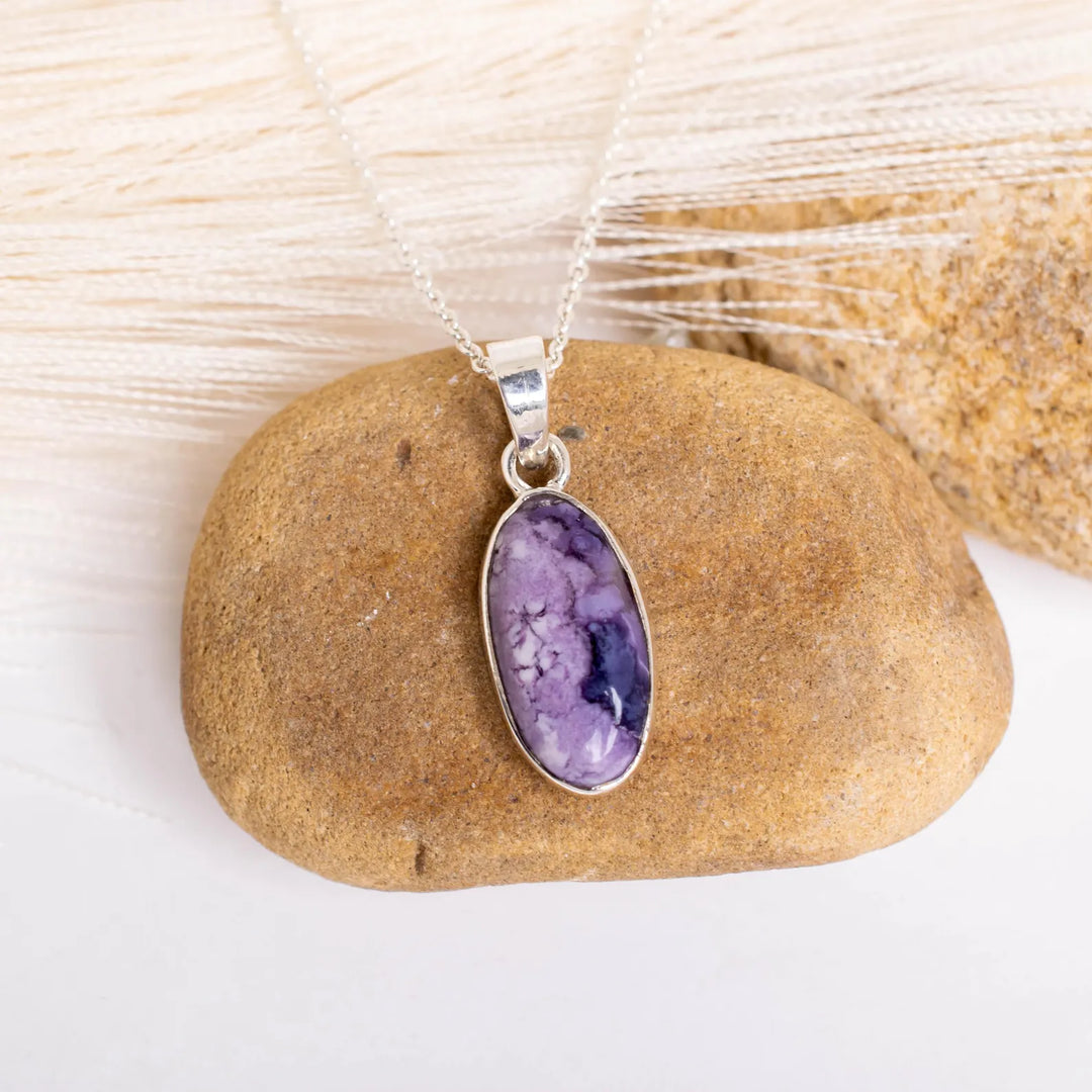 Tiffany Jasper Silver Pendant, Purple Gemstone Jewelry, Handmade Necklace Pendant, Healing Crystal Ring, Mother's Day Gift, Gift for Her