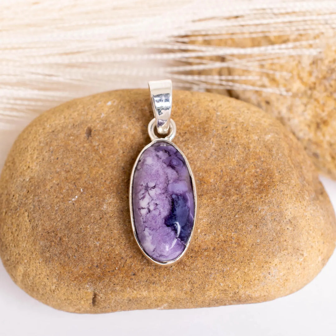 Tiffany Jasper Silver Pendant, Purple Gemstone Jewelry, Handmade Necklace Pendant, Healing Crystal Ring, Mother's Day Gift, Gift for Her