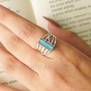 Raw Labradorite Sterling Silver Ring: Boho Healing Crystal Jewelry