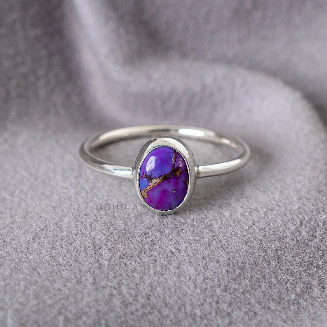 Copper Turquoise Sterling Silver Ring: Boho Gemstone Jewelry
