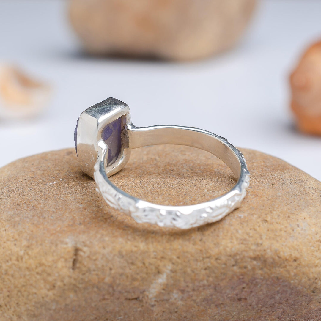 Raw Tanzanite Sterling Silver Floral Ring: December Birthstone