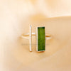Raw Green Jade Bar Ring: Sterling Silver Adjustable Statement Jewelry
