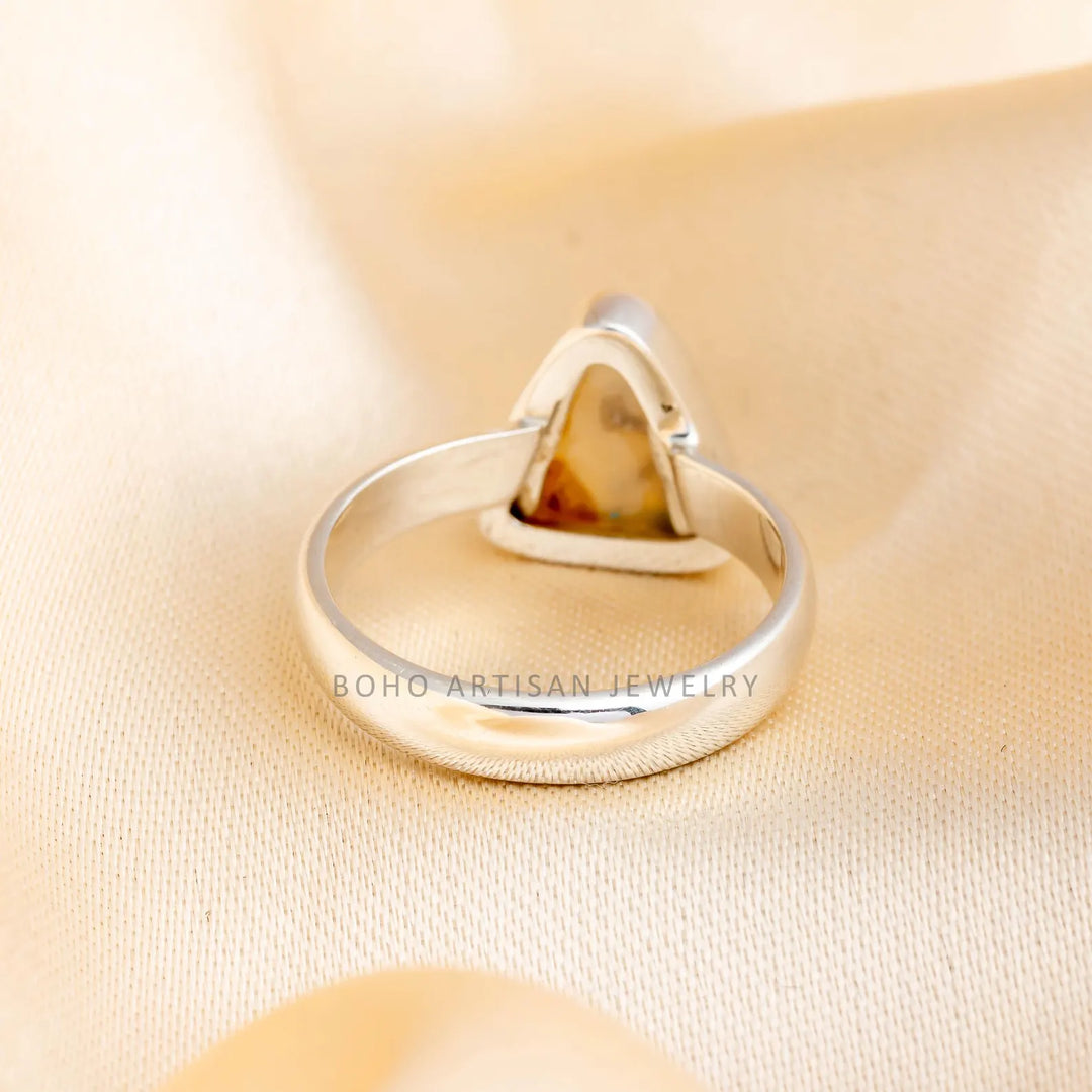 Dendritic Agate Ring: Handmade Sterling Silver Boho Jewelry