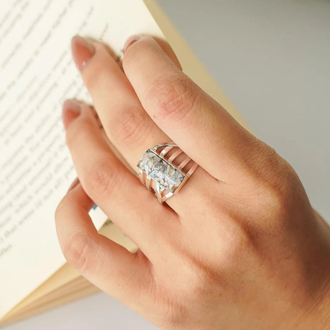 Raw Australian Opal Ring: Sterling Silver Spiral Band, Boho Jewelry