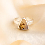 Dendritic Agate Ring: Handmade Sterling Silver Boho Jewelry