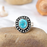 Oxidized Sterling Silver Turquoise Ring: Raw Gemstone Boho Band